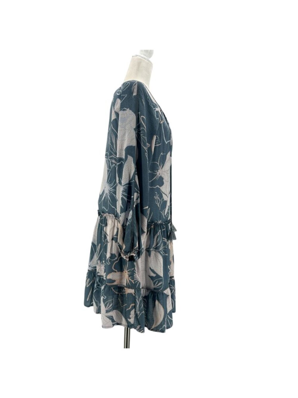 NEW Lovestitch Womens Small Dress Modern Love Floral Mini Tropical Boho Blue - Picture 5 of 9